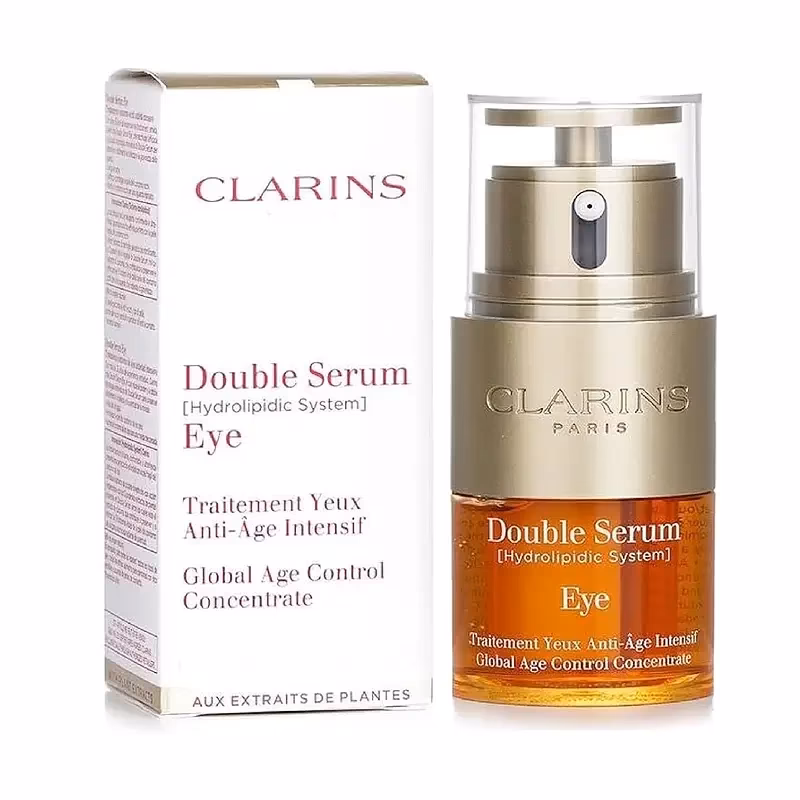 سرم دور چشم ضد چروک کلارنس Double Serum Eye حاوی کافئین و هیالورونیک اسید 20ml
