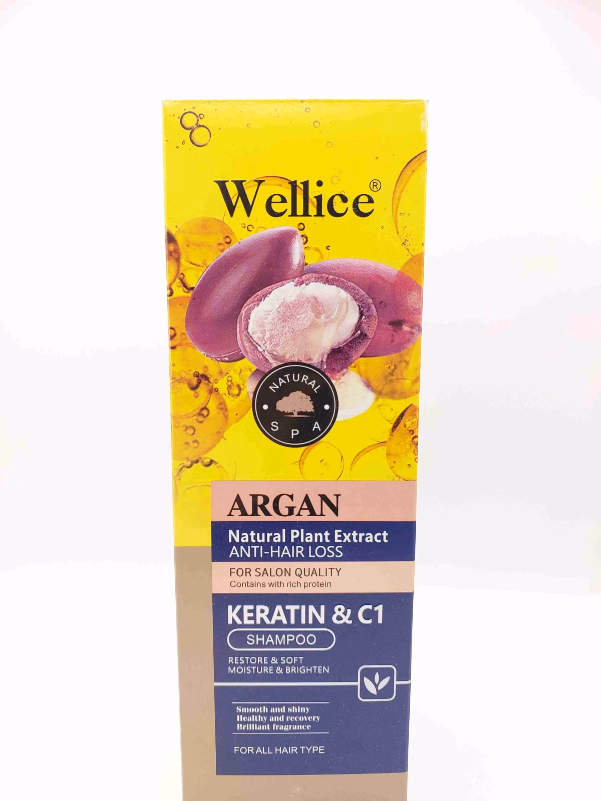 شامپو ضد ریزش آرگان ویلایس ( WELLICE ) مدل KERATIN & C1 — تصویر ۲