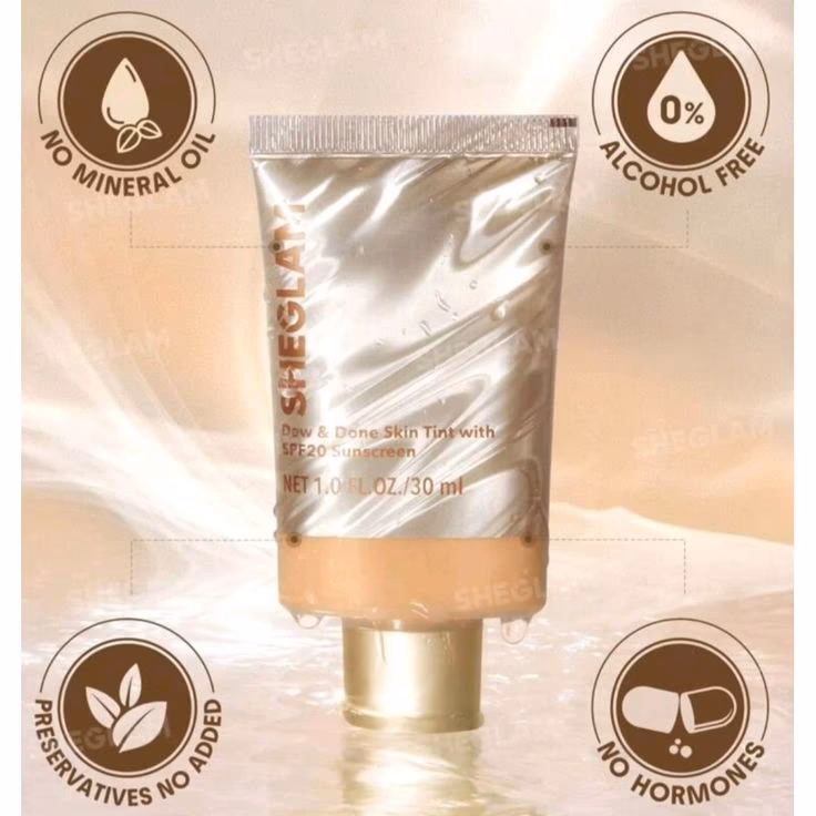 کرم پودر شفاف‌کننده و سبک شیگلم مدل Dew & Done Skin Tint با SPF20 رنگ Nude – جلوه طبیعی و یکدست برای آرایش روزانه