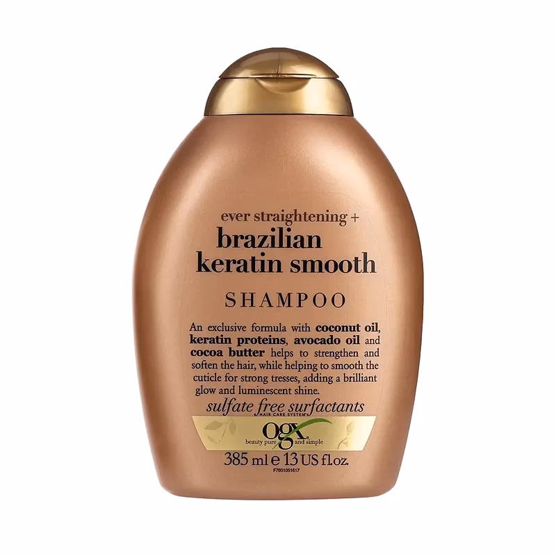 شامپو کنترل وز و بهبود حالت‌پذیری مو او جی ایکس مدل Brazilian Keratin Smooth | حجم 385ml