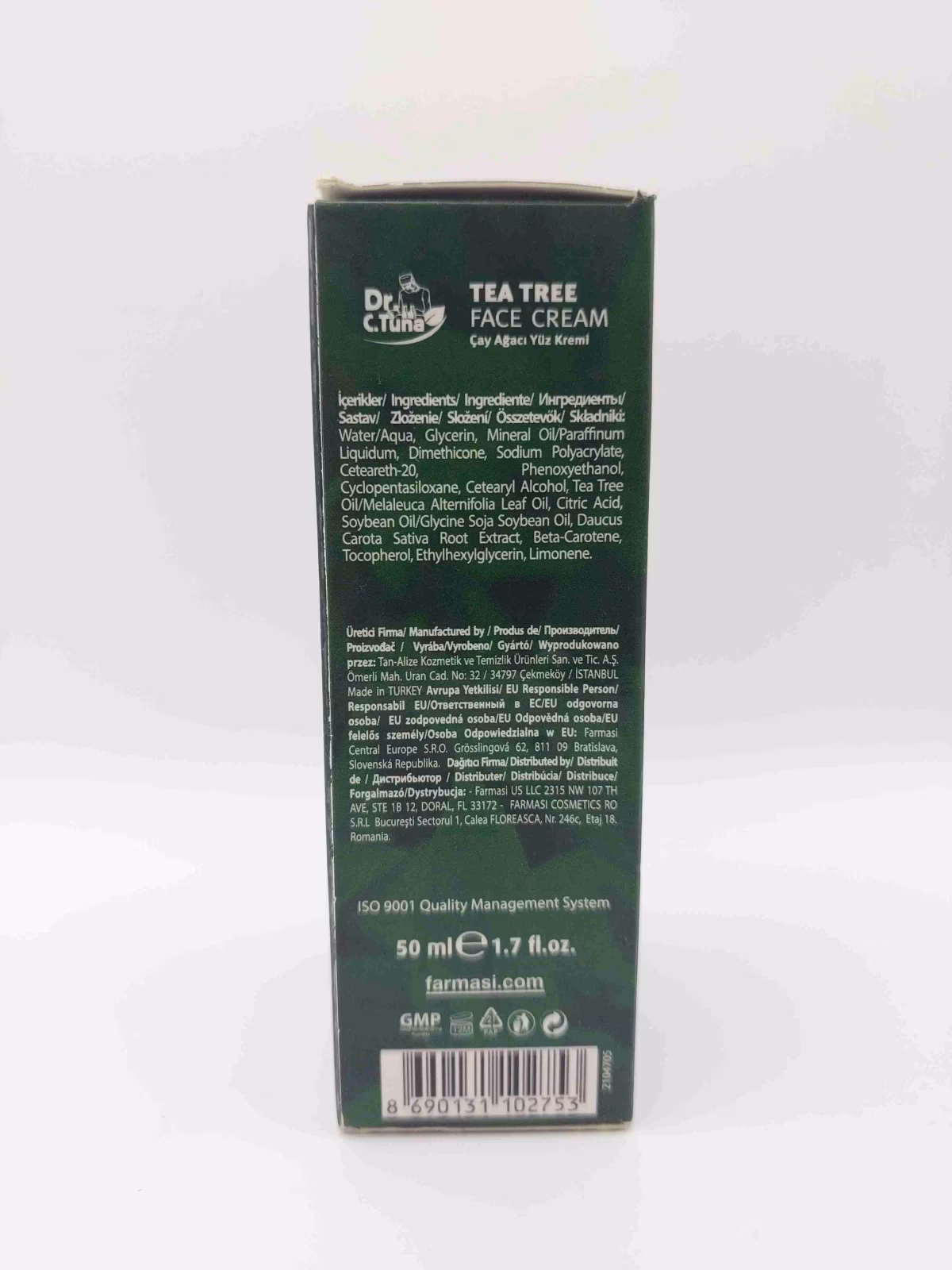 کرم آبرسان چای سبز ضد جوش دکتر سی تونا فارماسی (Dr. Tuna Tea Tree Face Cream) — تصویر ۳