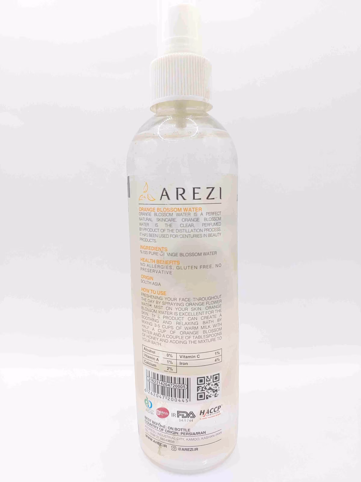 تونر صورت با پایه آب گل بهار نارنج عارضی (Arezi) — تصویر ۲