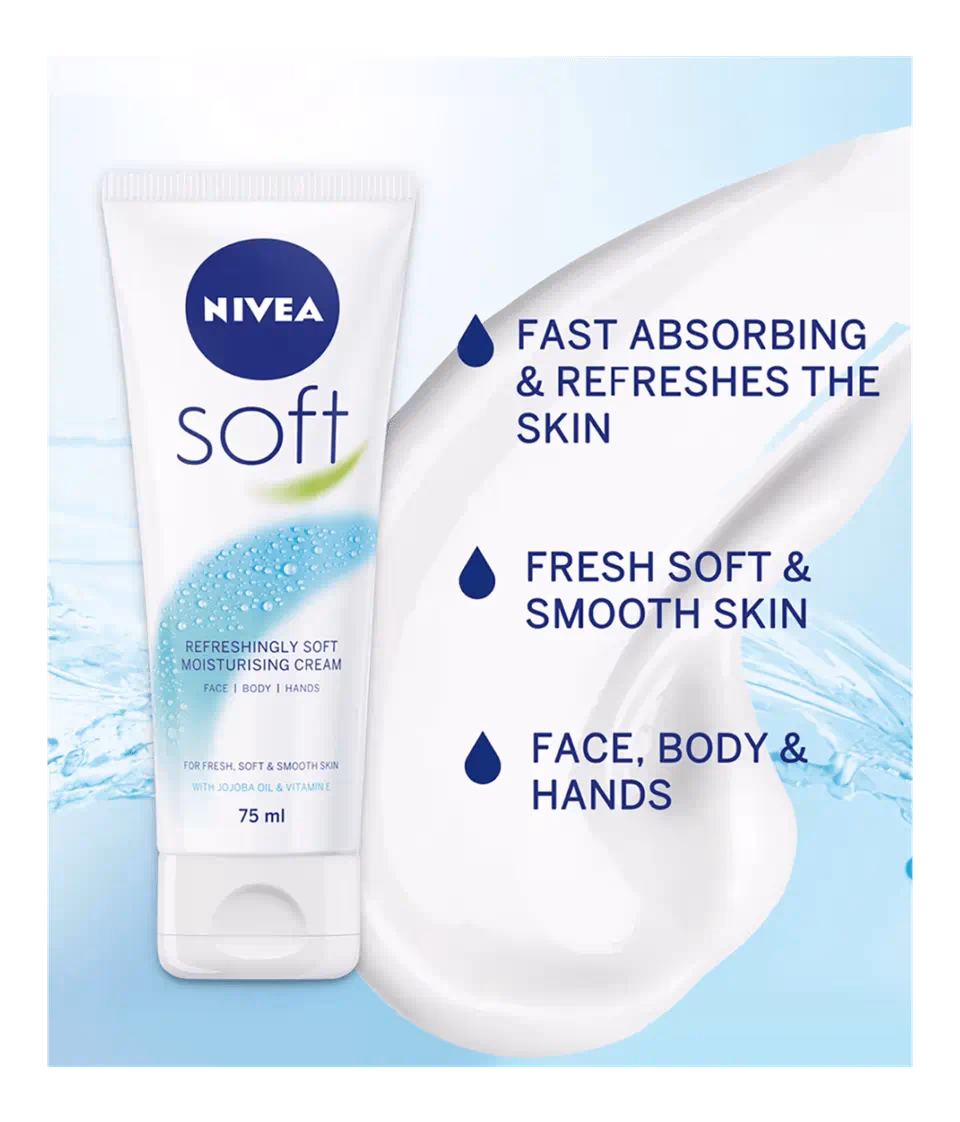 کرم مرطوب کننده نرم صورت، بدن و دست نیوا تیوپی (Nivea Soft)
