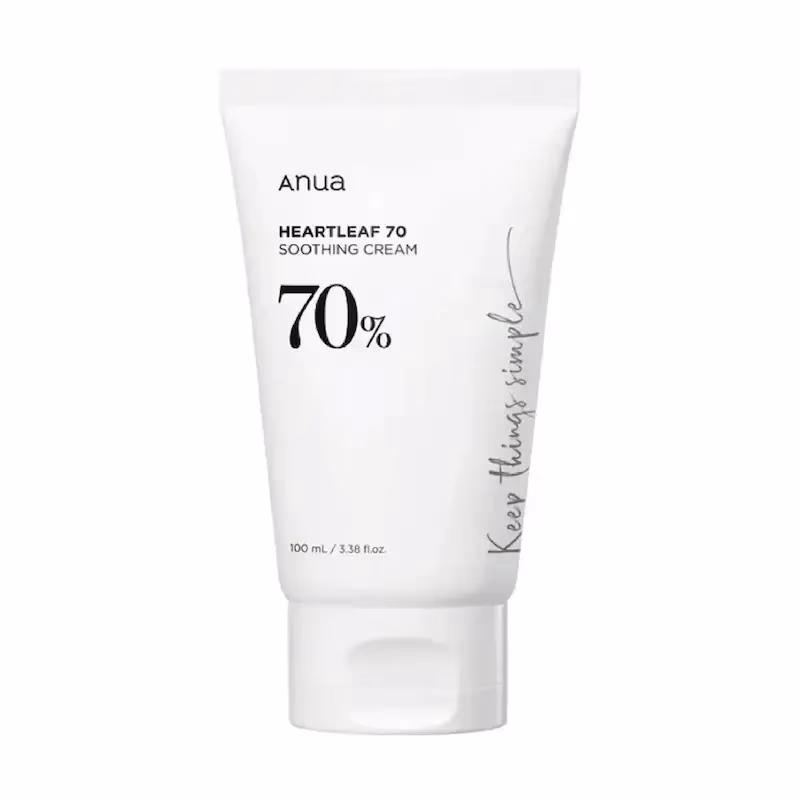 کرم تسکین‌دهنده صورت آنوا (Anua) مدل Heartleaf 70 مناسب انواع پوست حجم ۱۰۰ میلی‌لیتر