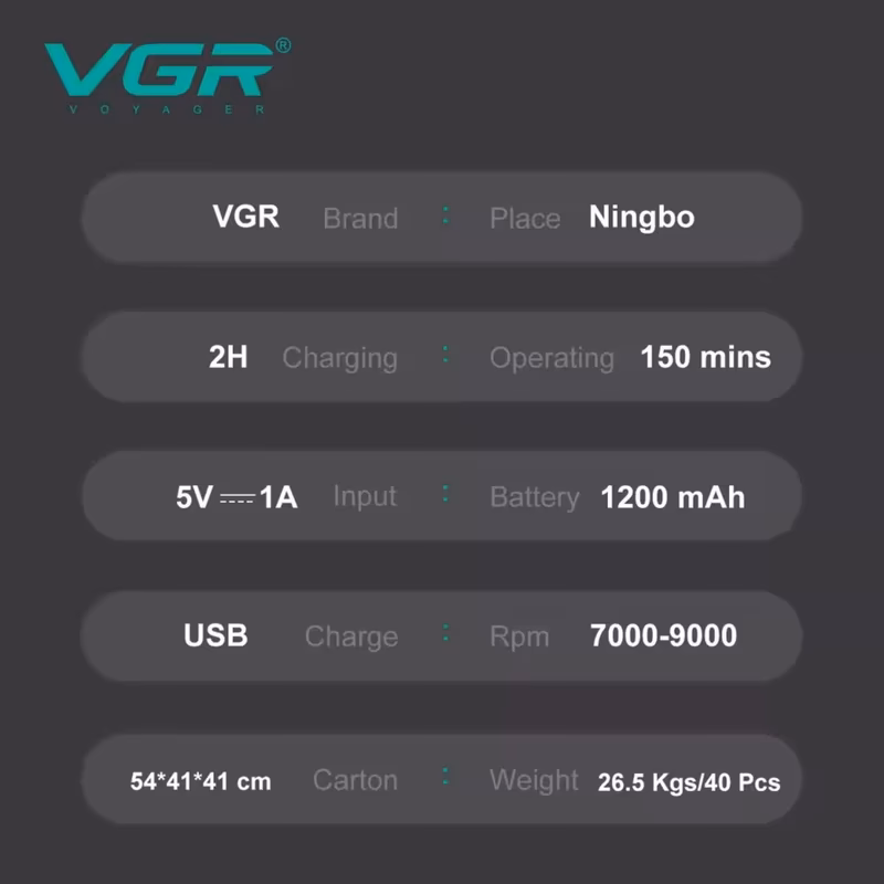 ماشین اصلاح موی سر و صورت شارژی وی جی آر مدل VGR V‑308 — تصویر ۴