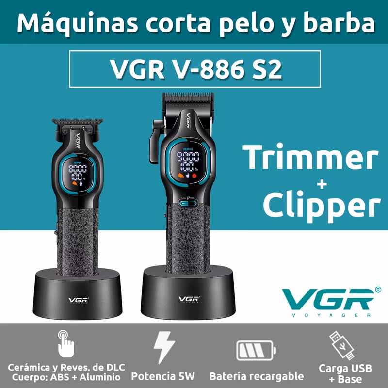ماشین اصلاح موی سر و صورت شارژی وی جی آر مدل VGR V-886 S2 (مجموعه 2 عددی) — تصویر ۵