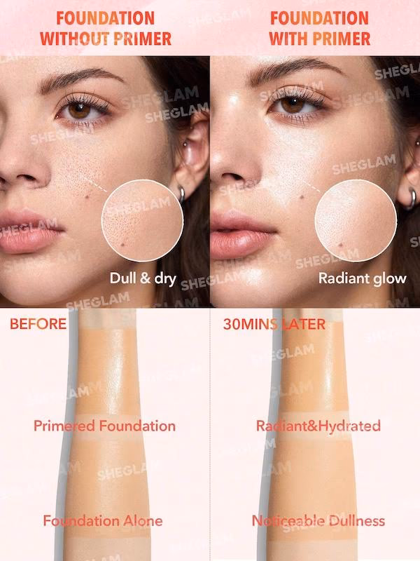 پرایمر سرمی صورت شیگلم SHEGLAM Melon Melt Serum Primer حاوی نیاسینامید حجم 30 میلی‌لیتر — تصویر ۲