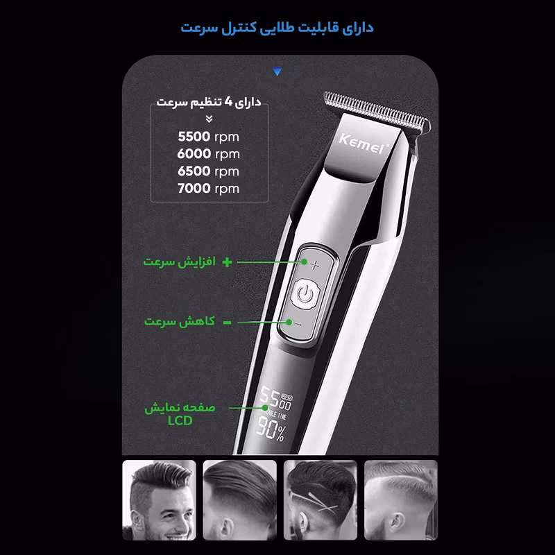 ماشین اصلاح موی صورت کیمی مدل KM-5027 — تصویر ۴