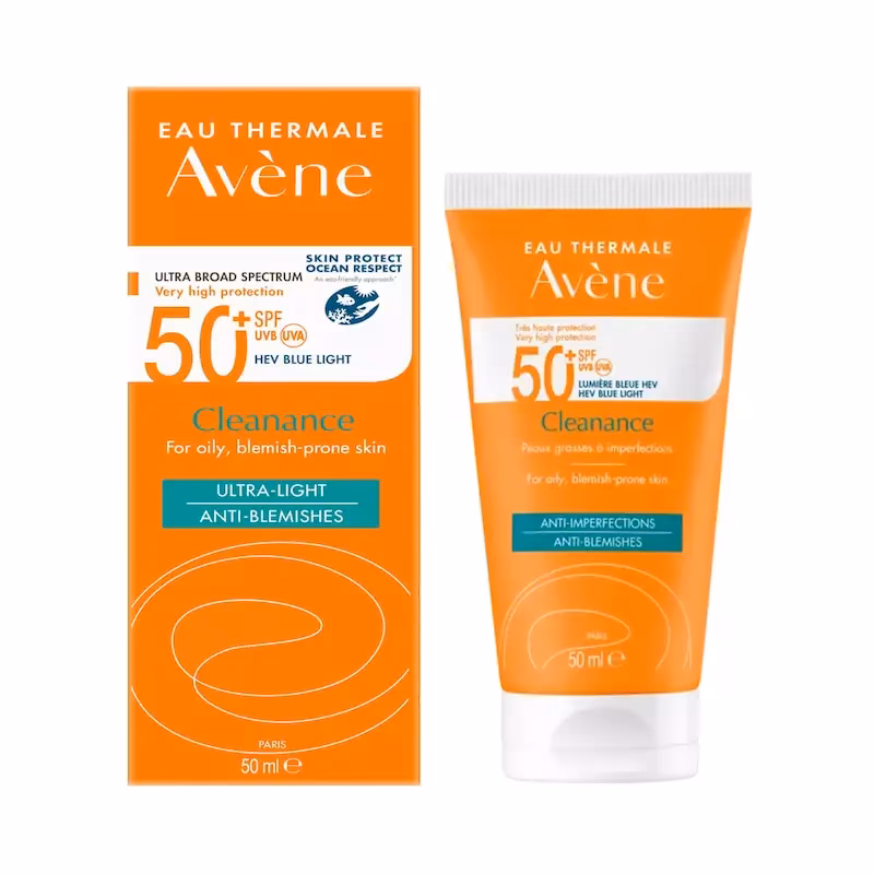 کرم ضد آفتاب کنترل‌کننده چربی آون مدل Cleanance SPF50 – حجم 50 میلی‌لیتر مناسب پوست چرب و حساس