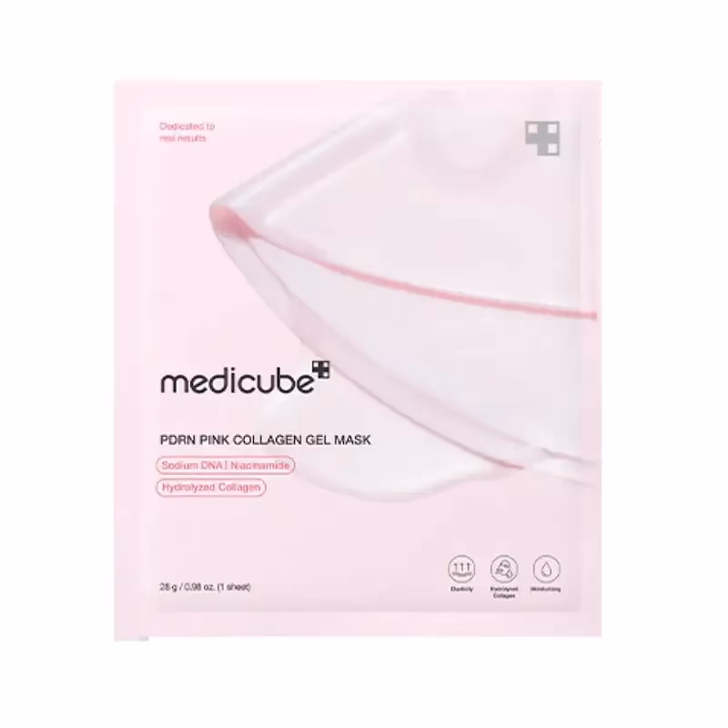 ماسک ورقه ای جوانساز صورت مدیکیوب مدل PDRN Pink Collagen Gel Mask حجم 28 گرم