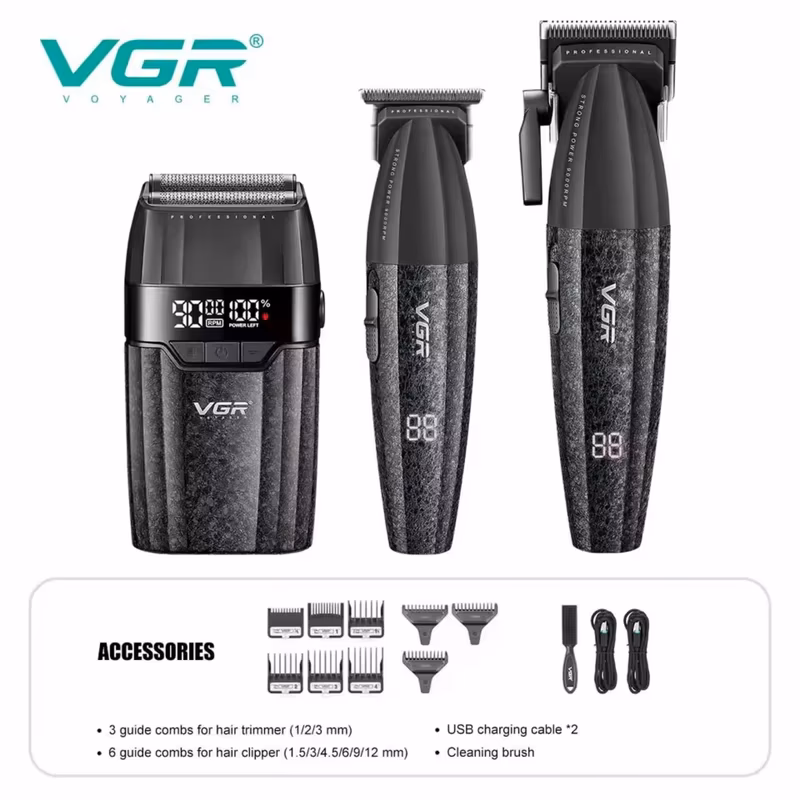 ماشین اصلاح موی سر و صورت شارژی وی جی آر مدل VGR V‑640 S3 مجموعه 3 عددی — تصویر ۸