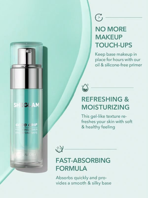 پرایمر آبرسان شیگلم SHEGLAM Good Grip Hydrating Primer رنگ سبز + AHA حجم 45 میلی‌لیتر
