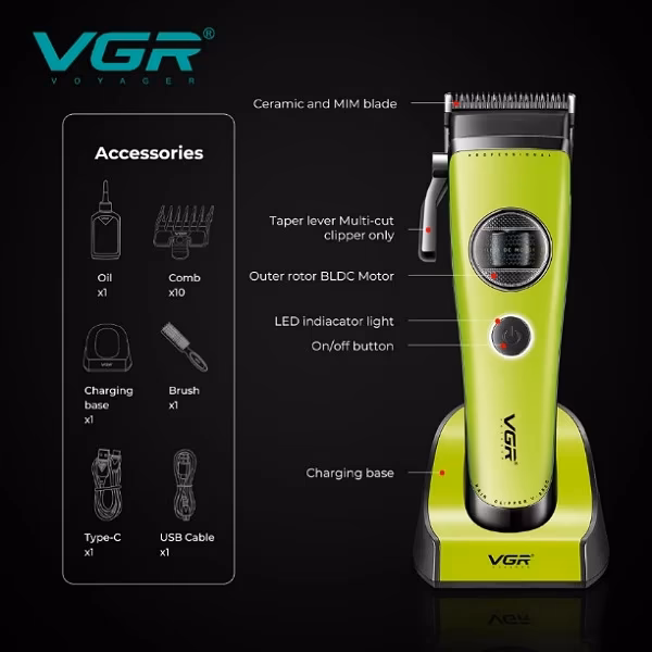 ماشین اصلاح موی سر و صورت شارژی وی جی ار مدل VGR V-880C — تصویر ۴