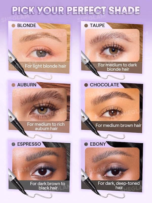هاشور و لمینت دوسر ابرو شیگلم SHEGLAM Real Flow Laminating Brow Pen رنگ Chocolate حجم 4 میلی‌لیتر — تصویر ۳