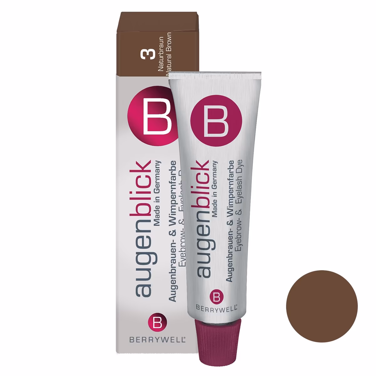 رنگ ابرو و مژه بری‌ول Augenblick شماره 3 قهوه‌ای طبیعی | Berrywell Augenblick Eyebrow & Eyelash Dye No. 3