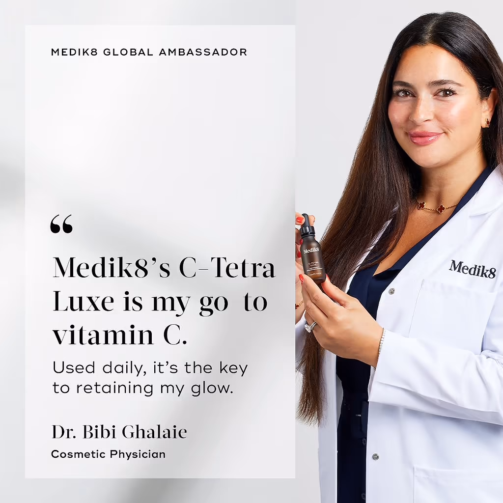 سرم ویتامین C مدیک8 C-Tetra Luxe | روشن‌کننده، ضدچروک و آنتی‌اکسیدان لوکس — تصویر ۶