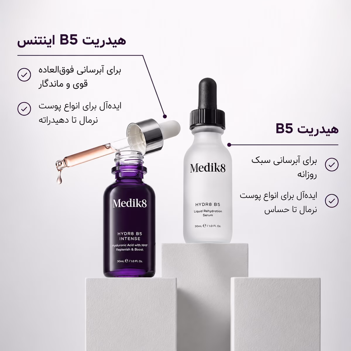 سرم آبرسان Medik8 Hydr8 Intense Hyaluronic Acid | آبرسانی عمیق و ماندگار پوست — تصویر ۶