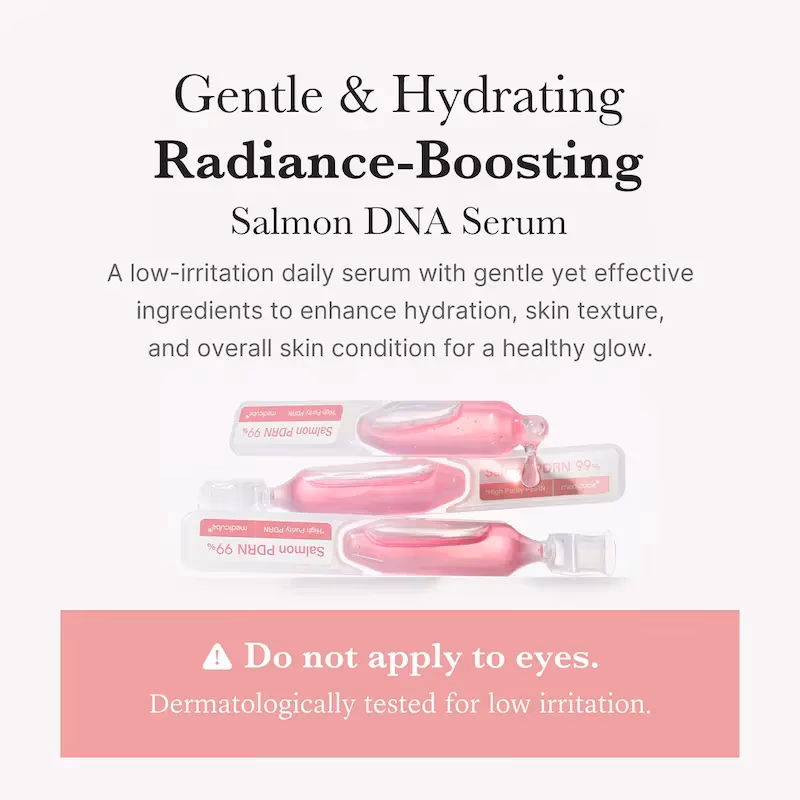 سرم ضد پیری یک روزه صورتی مدیکیوب مدل Salmon DNA PDRN Pink One Day Serum بسته 10 عددی — تصویر ۳