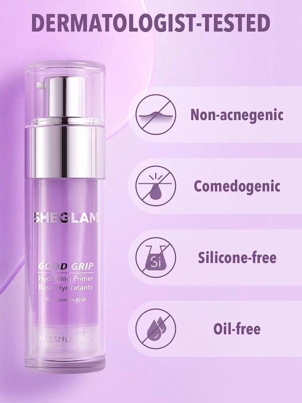 پرایمر آبرسان شیگلم SHEGLAM Good Grip Hydrating Primer رنگ بنفش + AHA حجم 45 میلی‌لیتر