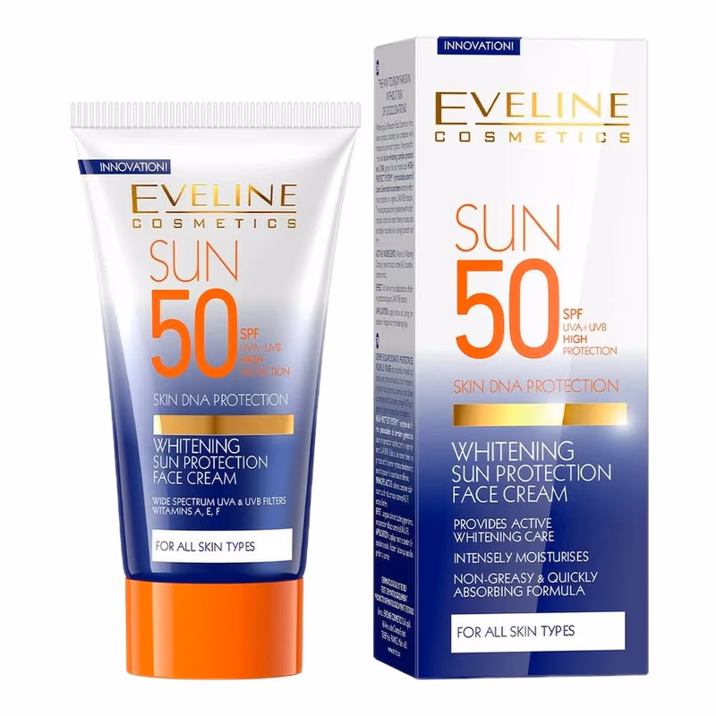 ضد آفتاب روشن‌کننده محافظ صورت اولین SPF 50 حجم 50 میلی‌لیتر | Eveline Cosmetics Sun Protection Whitening Face