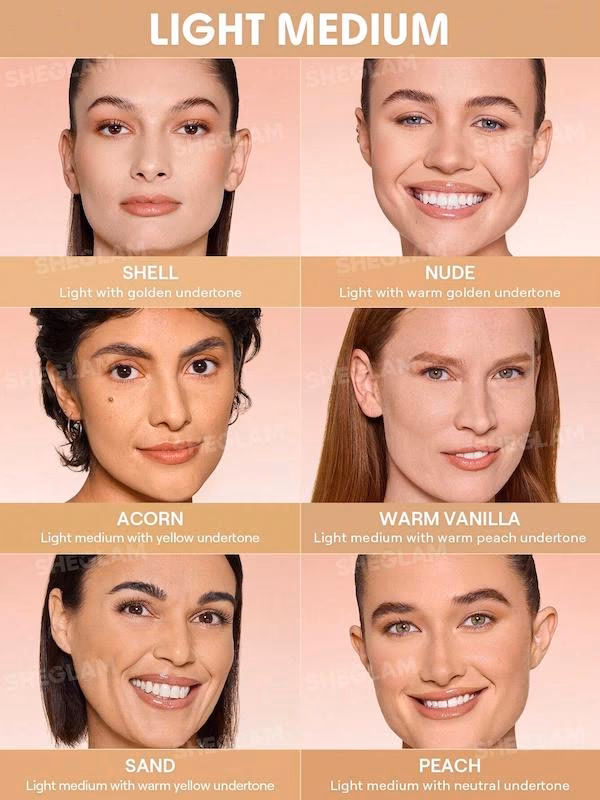 کرم پودر کوشن شیگلم Sheglam مدل Lock & Go Long-Lasting Cushion Foundation رنگ Shell — تصویر ۳
