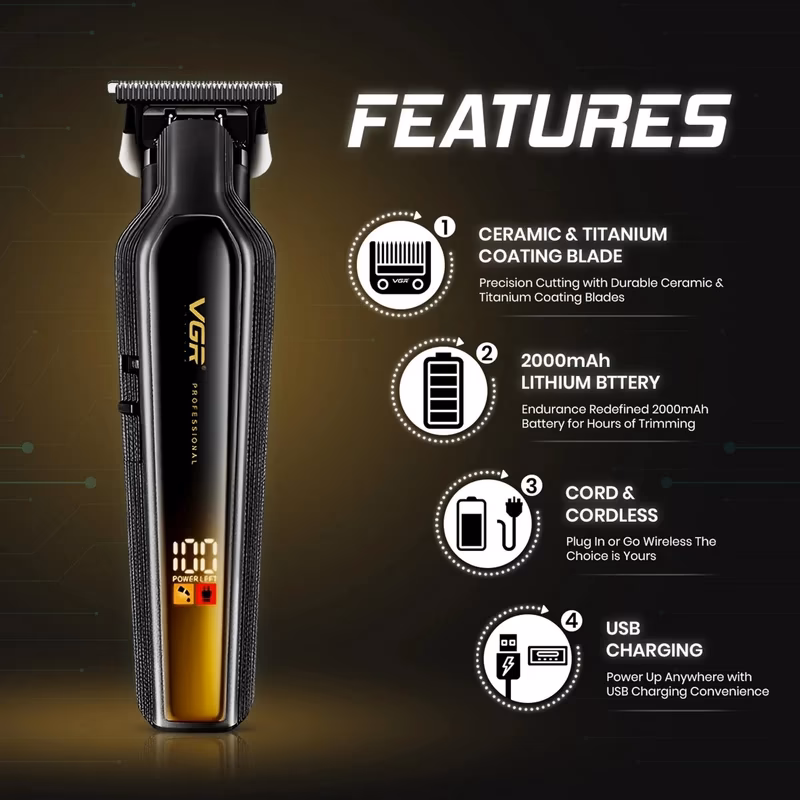 ماشین اصلاح موی سر و صورت شارژی وی جی آر مدل VGR V‑930 — تصویر ۳