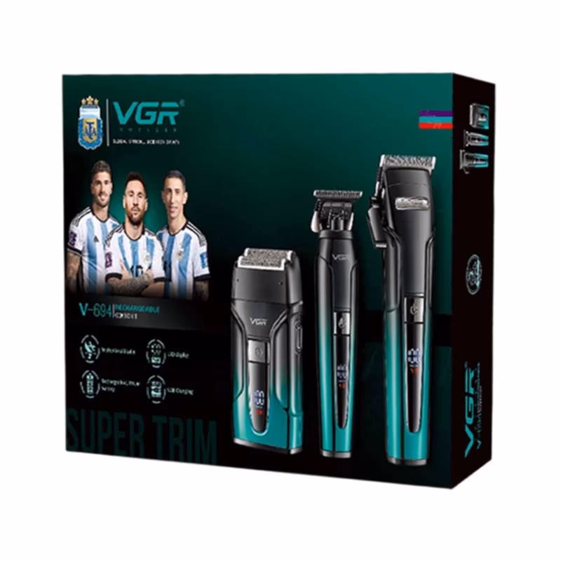 ماشین اصلاح موی سر و صورت وی جی آر مدل VGR V‑694 مجموعه 3 عددی — تصویر ۴