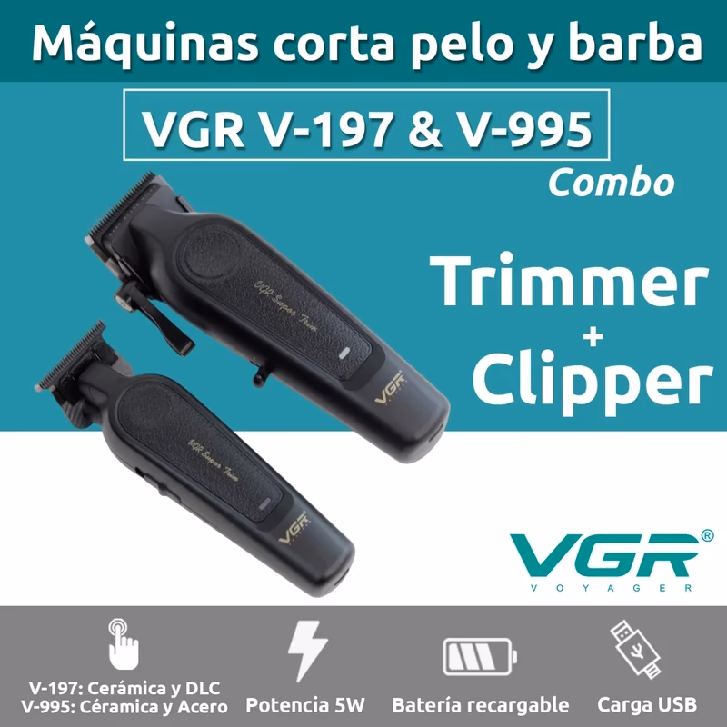 ماشین اصلاح موی سر و صورت شارژی وی جی آر مدل VGR V‑197 & V‑995 مجموعه 2 عددی — تصویر ۳