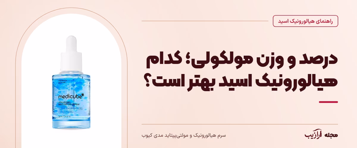 درصد و وزن مولکولی؛ کدام هیالورونیک اسید بهتر است؟ — سرم هیالورونیک و مولتی‌پپتاید مدی کیوب، از محصولات مرتبط با هیالورونیک اسید