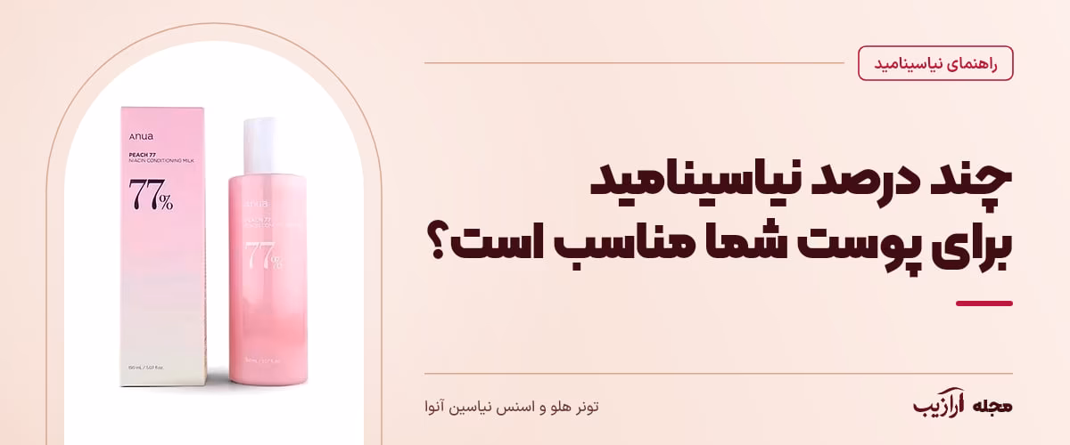 چند درصد نیاسینامید برای پوست شما مناسب است؟ — تونر هلو و اسنس نیاسین آنوا، از محصولات مرتبط با نیاسینامید
